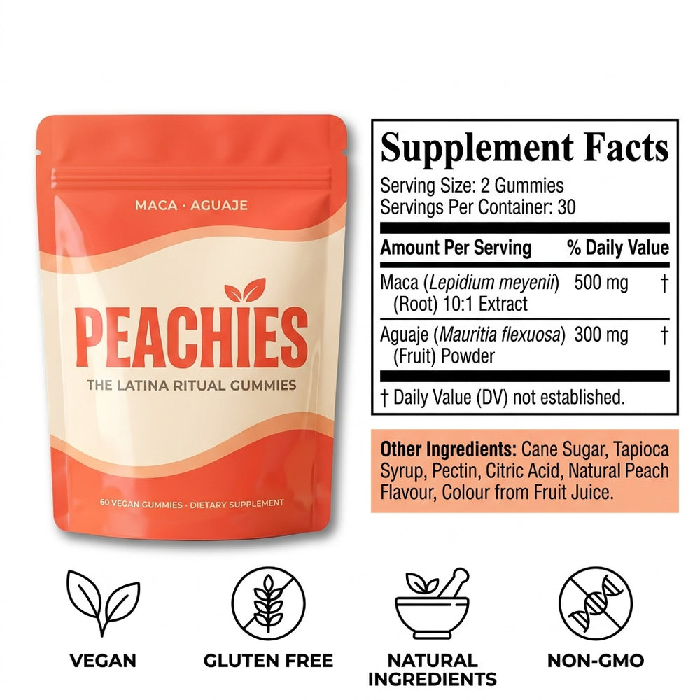 Peachies Supplement Facts panel